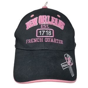 New Orleans Est. 1718 French Quarter Strapback Hat Black One Size Embroidered